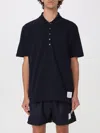 Thom Browne Logo-patch Short-sleeve Polo Shirt In Blue