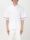 Thom Browne Rwb Stripe Cotton Polo Shirt In White