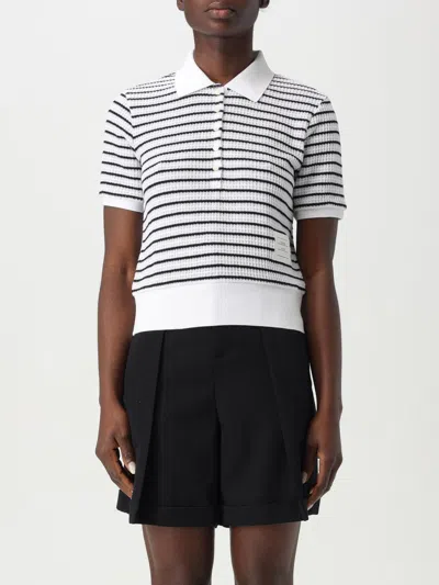 THOM BROWNE POLO SHIRT THOM BROWNE WOMAN COLOR BLUE,G49570009