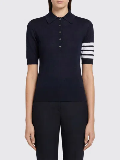 Thom Browne Polo Shirt  Woman Color Blue In Black