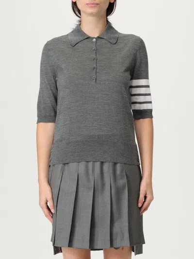 Thom Browne 4 Bar In Sustainable Fine Merino Wool Polo Shirt In Gray