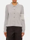 Thom Browne Women Jersey Polo With 4 Bar Stripe Detail In Grau
