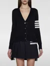 Thom Browne Ladies Navy Cashmere 4-bar Classic V-neck Cardigan In Navy