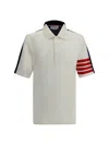 Thom Browne Polo Shirt Whit Iconic Bands In Rwbwht