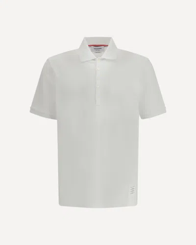 Thom Browne Polo Whit Iconic Bands In White