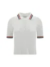 Thom Browne Polo Shirt With Iconic Striped Collar In White