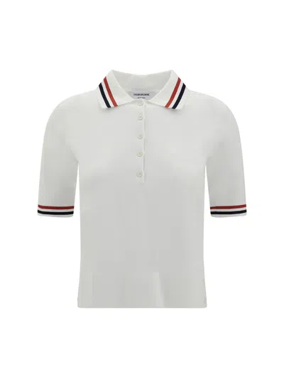 Thom Browne Polo Shirt With Iconic Striped Collar In White