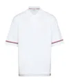 Thom Browne Rwb Stripe Cotton Polo Shirt In White