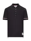 Thom Browne Polo Shirt With Lapel Short Sleeve In Blue