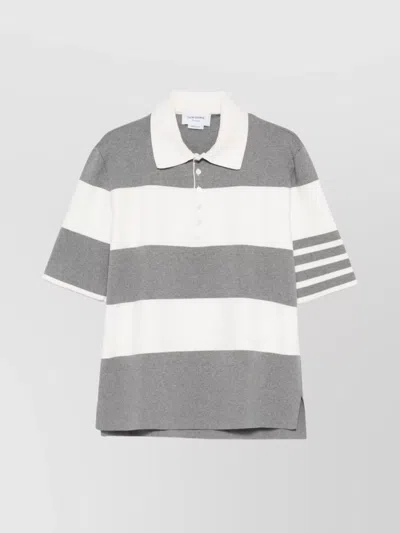 Thom Browne Polo Shirt With Short Sleeves And Side Slits In Green