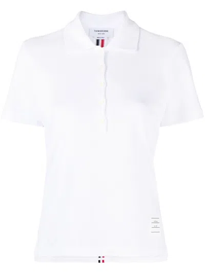 THOM BROWNE POLO SHIRT WITH STRIPED DETAIL