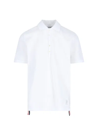 Thom Browne Polo Shirt With Tricolor Detail On The Back In White