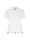 Thom Browne White Short Sleeve And Front Buttoning Polo In White