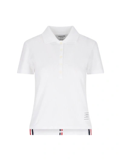 Thom Browne Polo Shirt With Tricolor Detail On The Back In White