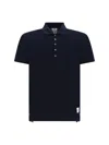 Thom Browne Blue Cotton Polo Shirt In Black