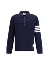 Thom Browne Long Sleeve Polo Sweater In Blue