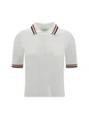 Thom Browne Polo Shirt With Iconic Striped Collar In White