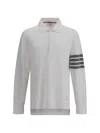 Thom Browne Long Sleeve Polo Sweater In White