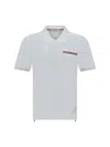 Thom Browne White Cotton Polo Shirt With Tricolor Detailing In White