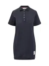 Thom Browne Mini Jacquard Knit Polo Dress In In Blue