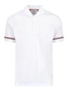 Thom Browne Short-sleeved Navy Polo Shirt With Patch In White