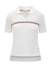 Thom Browne Three Stripes" Knit Polo - White In White