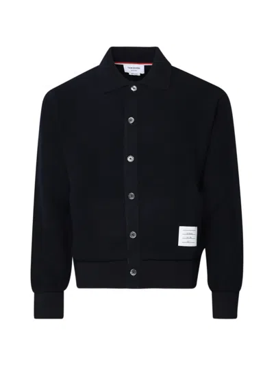 Thom Browne Polo-collar Wool Jacket In Blue