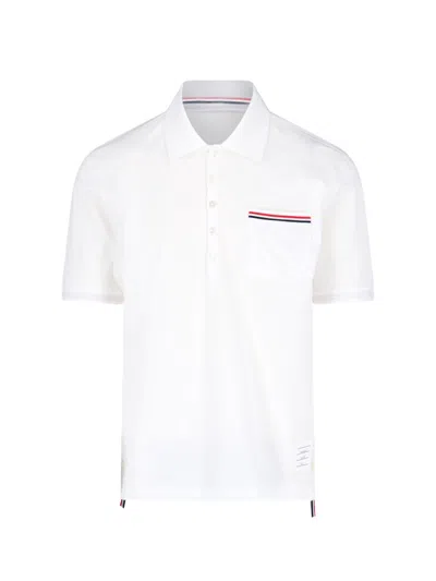 Thom Browne Polo-logo "pique Pocket" In White