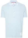 Thom Browne Light Blue Polo Shirt With Four Stripe Detail And Logo Patch On The Front In Cotton Man In Blau