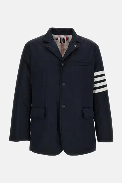 Thom Browne Poly Tech Padded Overcoat 4-bar In Blue