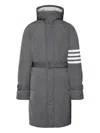 Thom Browne Poly Twill 4-bar Hooded Down Parka With Belt Clothing In Gray