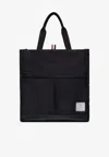 Thom Browne Poly Twill Canvas Shoulder Bag In Black