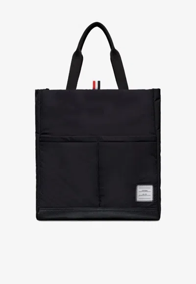 Thom Browne Poly Twill Canvas Shoulder Bag In Black