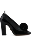 Thom Browne Pom-pom Leather Pumps In Black