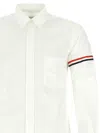 Thom Browne Cotton Shirt With Chest Pocket And Cuffed Sleeves In White