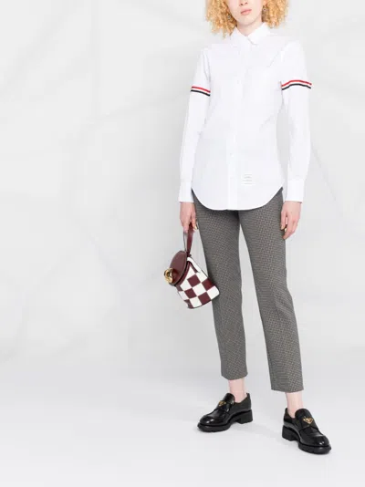 Thom Browne Poplin Armbands Classic Round Collar Shirt Women In White