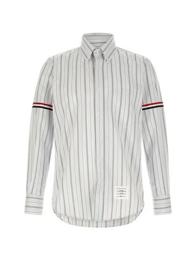 Thom Browne Poplin Hairline Stripe Shirt With Armbands In White
