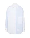 Thom Browne Poplin Pinstripe Funmix Micro University Striped Supersized Long Sleeve Shirt In Blue