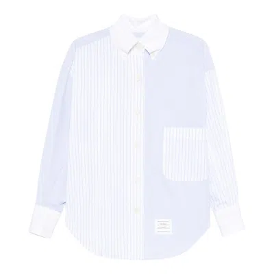 Thom Browne Poplin Pinstripe Funmix Micro University Striped Supersized Long Sleeve Shirt Women In White