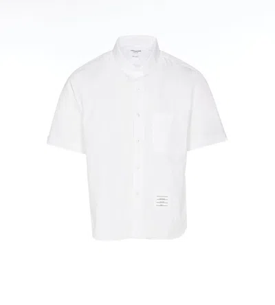 Thom Browne Poplin Round Hem Shirt In White