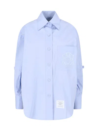 Thom Browne Poplin Shirt In Blue