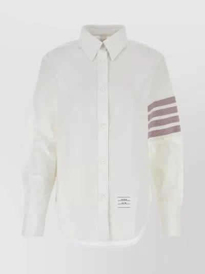 THOM BROWNE POPLIN SHIRT WITH BUTTON-DOWN COLLAR AND STRIPED SLEEVE