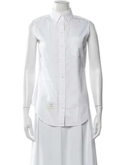 Pre-owned Thom Browne Poplin Sleeveless Button-up Top In White