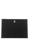 Thom Browne Medium Leather Document Holder In Black