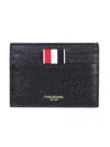 Thom Browne Textured Calfskin Leather Cardholder With Logo Detail In Black