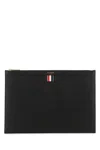 Thom Browne Medium Leather Document Holder In Black
