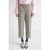 Thom Browne Pow Glen Plaid Hunting Tweed Crop Backstrap Trousers In Gray