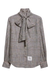 Thom Browne Pow Hunting Bow Silk Tweed Button-up Shirt In Gray