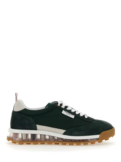 Thom Browne Premium Leather Sneakers With Logo In Green