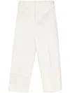 Thom Browne Off White Pressed-crease Tapered Trousers In White